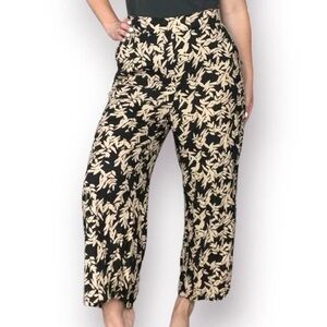 Rachel Zoe Black and Tan Linen Wide Leg Pants